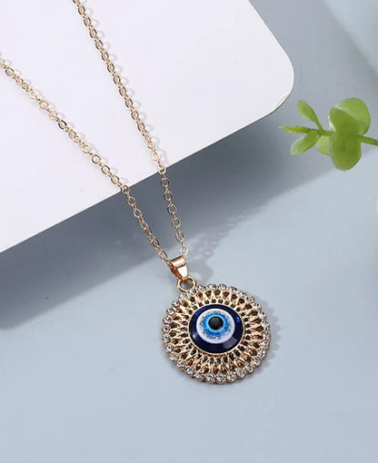 Bohemian Style 14K Gold Evil Eye Protection Pandant & Chain