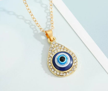 Bohemian Style 14K Gold Evil Eye Protection Pandant & Chain