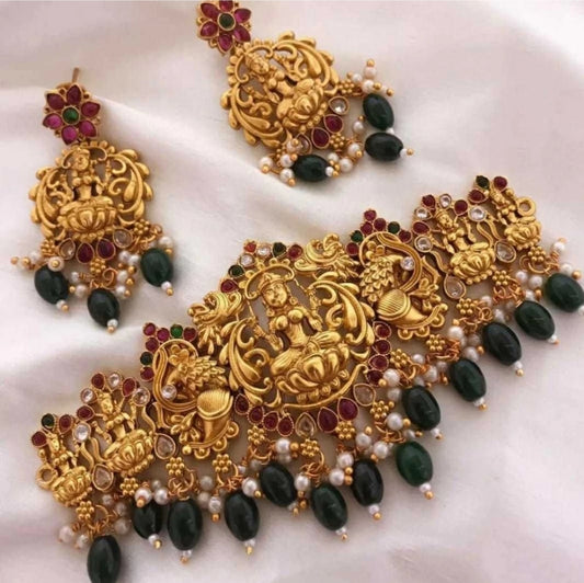 Ethnic & Traditional Geomatric Inspired Gold-Plated Choker Set.