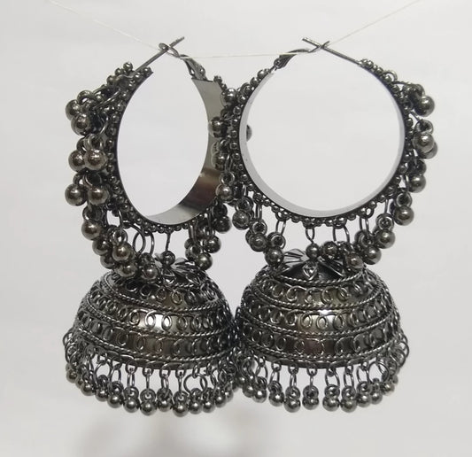 Handmade Oxidized Lightweight Antique Jhumki Set