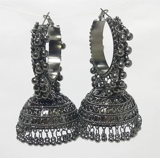 Handmade Oxidized Lightweight Antique Jhumki Set