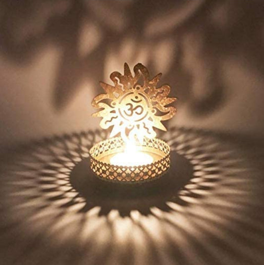 OM Metal Shadow Tealight Candle Holder