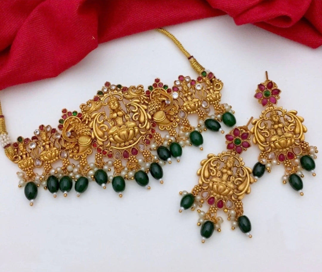 Ethnic & Traditional Geomatric Inspired Gold-Plated Choker Set.