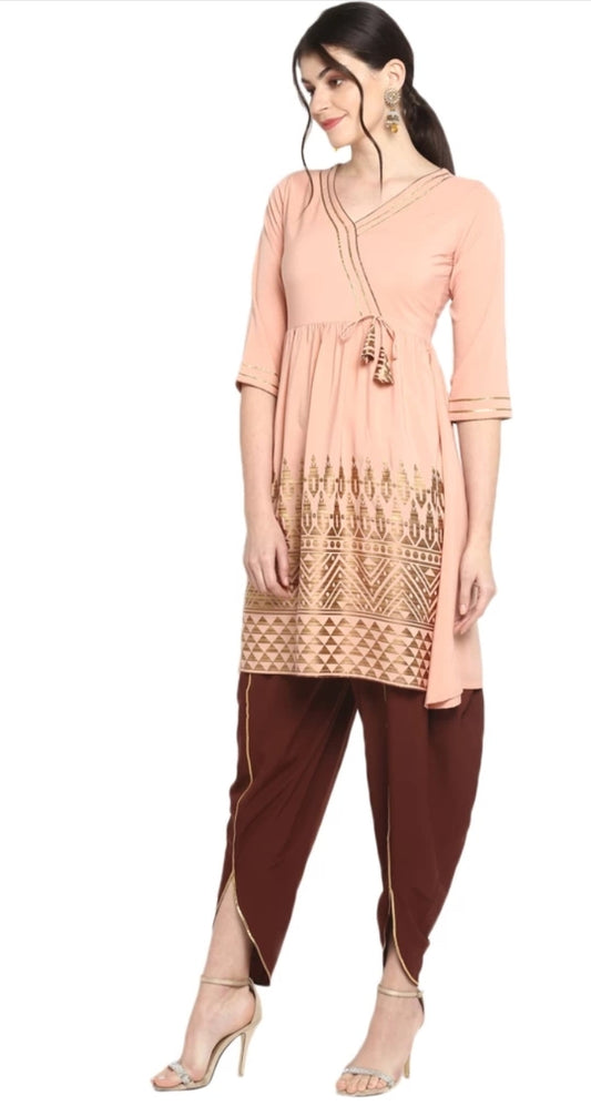 Women Crepe Dhoti Kurti Set.