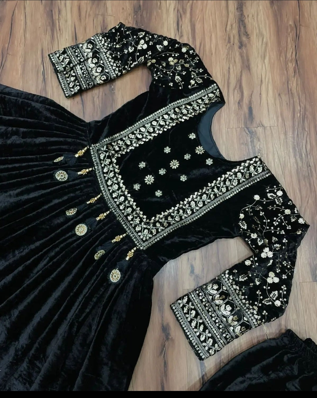 Afghan Kuchi Black Velvet Dress Hand Embroidered Beautiful New Design Frock  Suit | eBay