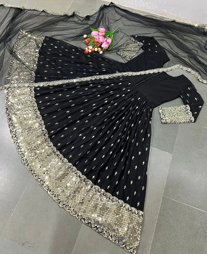 Designer Heavy Faux Georgette Gown & Dupatta Set