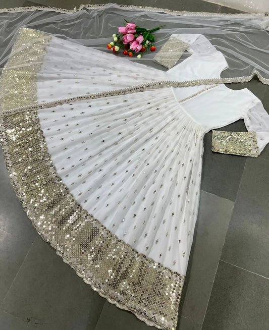 Designer Heavy Faux Georgette Gown & Dupatta Set