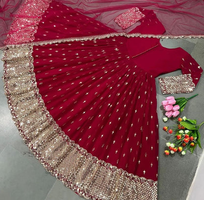 Designer Heavy Faux Georgette Gown & Dupatta Set