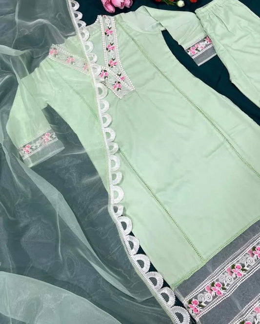 Stylish Pakistani Suit (Pastel Color) image 3