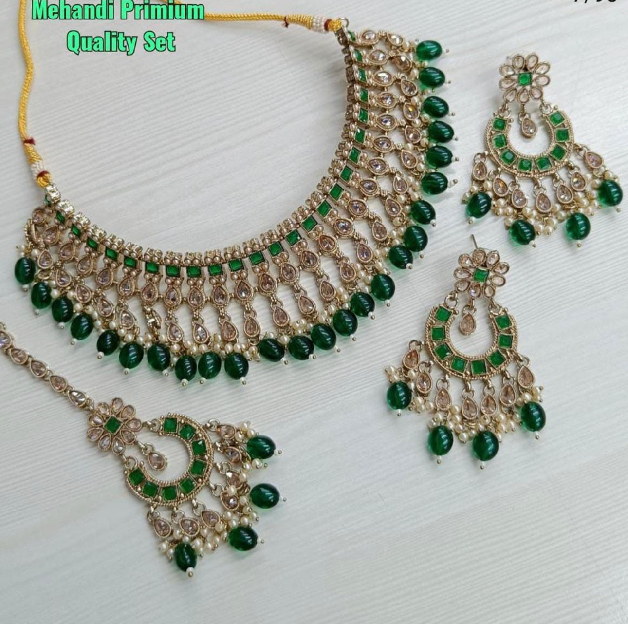 Stylish Mehandi Polished Choker Set With Supreme Quality