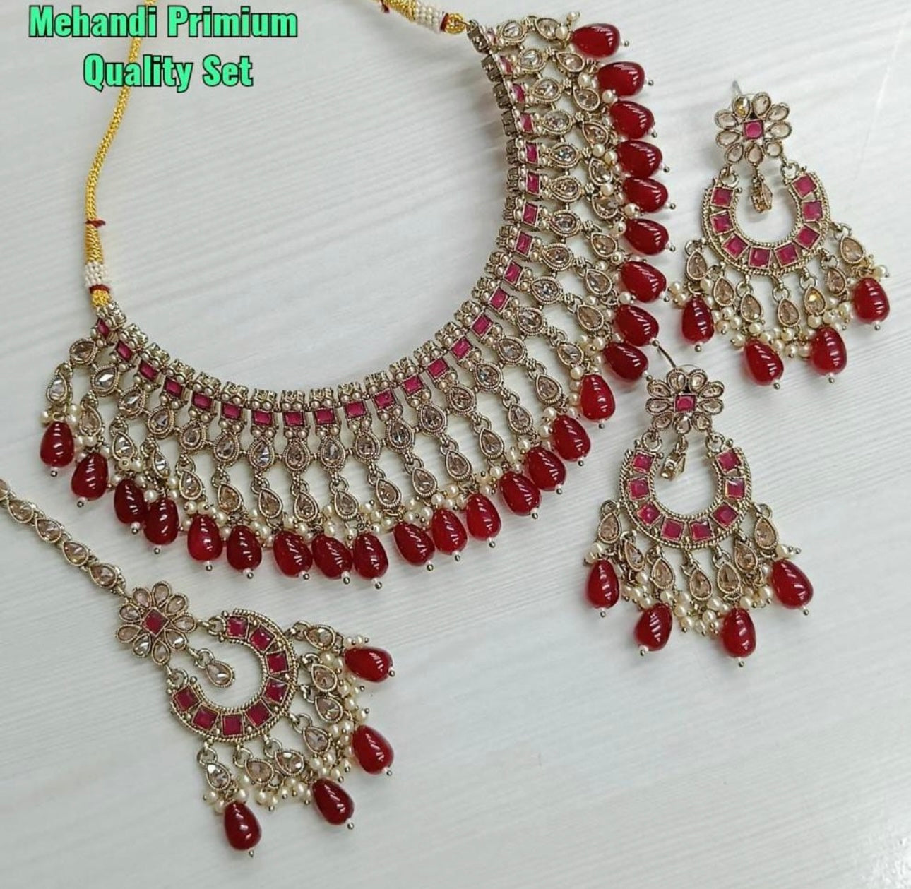 Stylish Mehandi Polished Choker Set With Supreme Quality